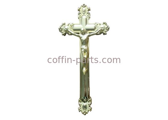 Jesus Ornamental Coffin Crucifix For Funeral Gold Color Size 44.8 × 20.8 Cm