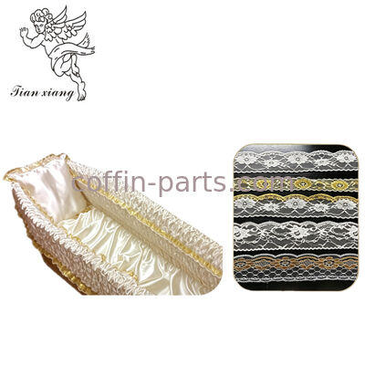 Adult Funeral Metal Casket, Metallic Rose Gold Surface, Pink Pleated Linen Set