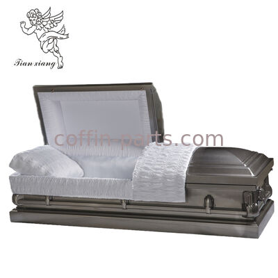 Metal Stainless Steel Casket Customizable Interior For Funeral Swing Handle